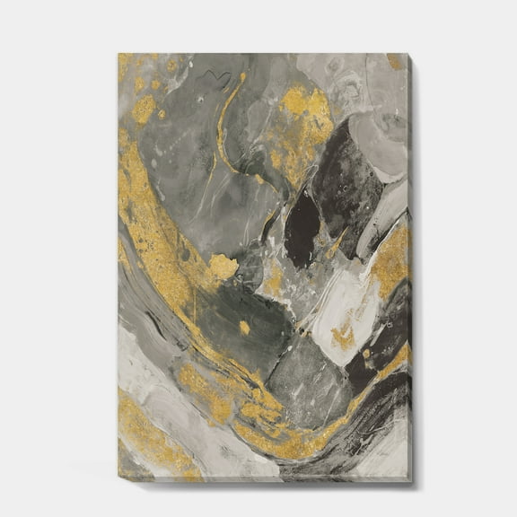 Designart 'Marble Gold and Black II' Modern & Contemporary Canvas Art