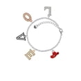thumbnail image 2 of Delight Jewelry Silvertone Red Cowboy Hat Multi-Colored Crystal Love Charm Bracelet, 2 of 5