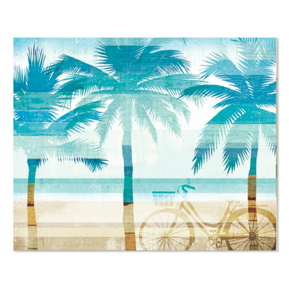 Cut N' Funnel "Beach Palm Trees" Designer Flexible Plastic Cutting Board Mat 15" by 11.5"