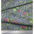 thumbnail image 3 of Soimoi Purple Cotton Poplin Fabric Leaves & Buds Floral Printed Craft Fabric by the Yard 56 Inch Wide, 3 of 3