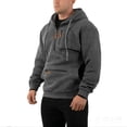thumbnail image 2 of Men’s Pullover Hoodie with Adjustable Drawstring Hood and Multiple Zippered Pockets for Casual Outdoor Wear Dark Gray S, 2 of 6