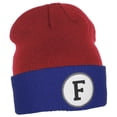 thumbnail image 2 of Daxton Custom A to Z Initial Letters Cuff Hat Beanie Warm Knit Skull Cap, Red Royal Letter F, 2 of 3