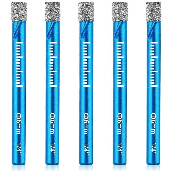 Tile Drill Bit, 5pcs 6mm Vacuum Brazed Diamond Drill Bits Brazed Tile Drill Bits