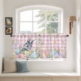 thumbnail image 2 of Easter Tier Curtains 36 Inch Length, Spring Rabbit Egg Botanical Flowers Leaf Pink Check Cafe Short Curtains for Bathroom Over Sink, Small Kitchen Curtain Light Filtering Drapes 2 Panels 27.5"Wx36"L, 2 of 8