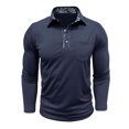 thumbnail image 2 of Yusimy Mens Spread Collar Long Sleeve Shirt Contrast Placket Button Pullover Classic Casual Golf Tennis Active Daily Wear, 2 of 6