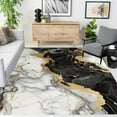 thumbnail image 3 of Black Grey Gold Marble Abstract Modern Aesthetic Area Rug For Living Room Bedroom Luxury Washable Carpet Under Dining Table Indoor Outdoor Floor Cover Rug Mat 5' x 6', 3 of 7