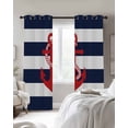 thumbnail image 4 of Navy Blue Stripe Nautical Kitchen Curtains Red Anchor Summer Coastal Cafe Short Curtains for Bathroom Blackout Window Curtain Grommet Small Window Treatment Drapes for Bedroom Living Room 52"x45"x2, 4 of 9