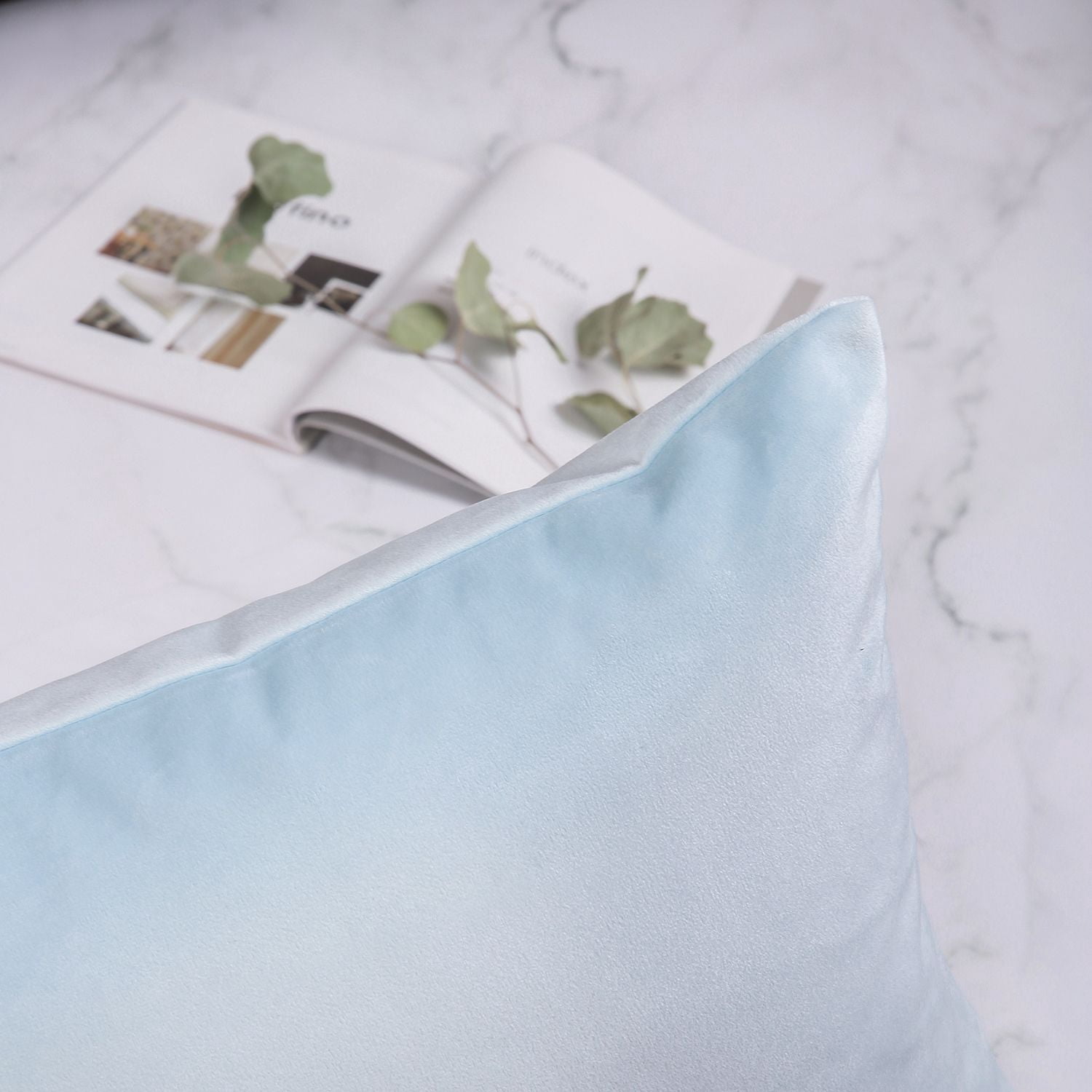 Phantoscope Silky Velvet Decorative Throw Pillows, 20 x 20 in, Light Blue, 2 Pack
