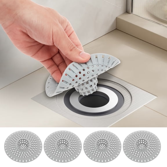 Fkszll 4Pcs Bathtub Drain Hair Catcher, 4.7'' Silicone Collapsible Tub Hair Catcher Drain Protector,Upgraded Shower Sink Drain Cover for Bathroom for 1.18'' to 1.77'' Regular Drains