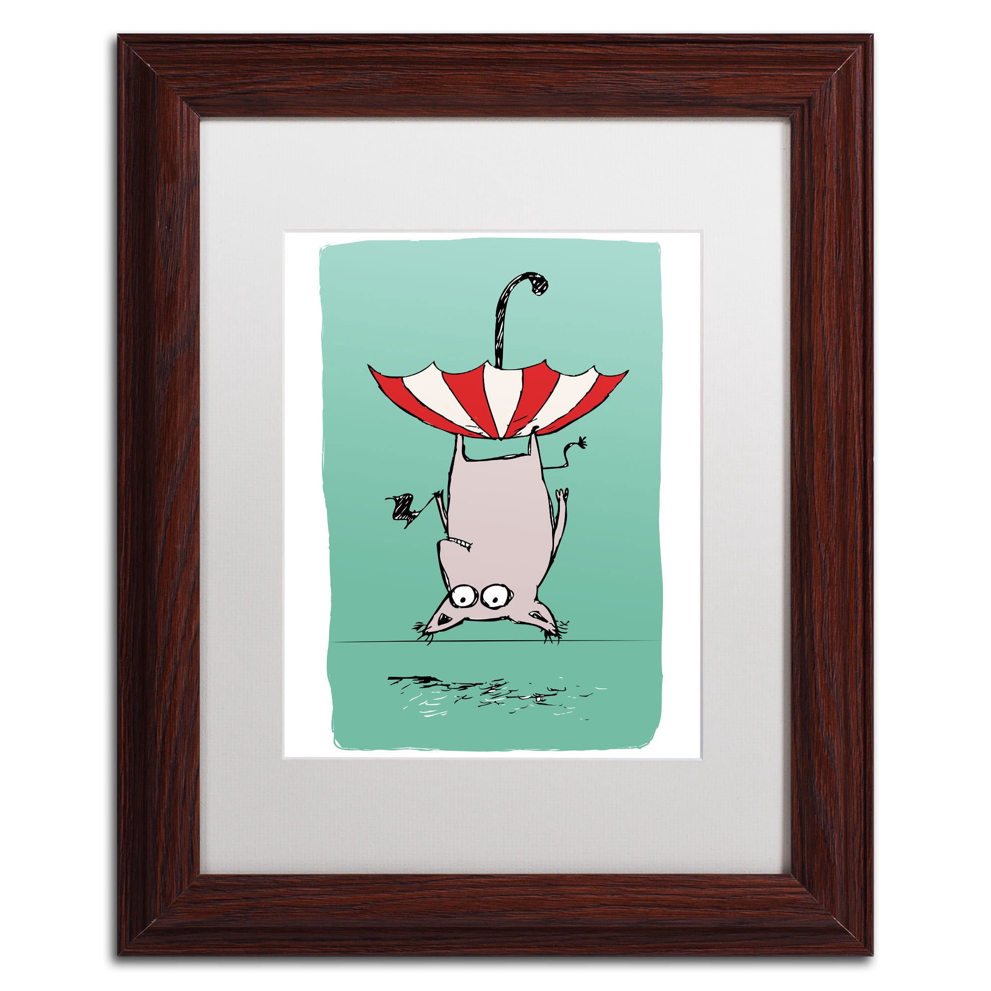 Trademark Fine Art "Upside Down Animal" Canvas Art by Carla Martell, White Matte, Black Frame