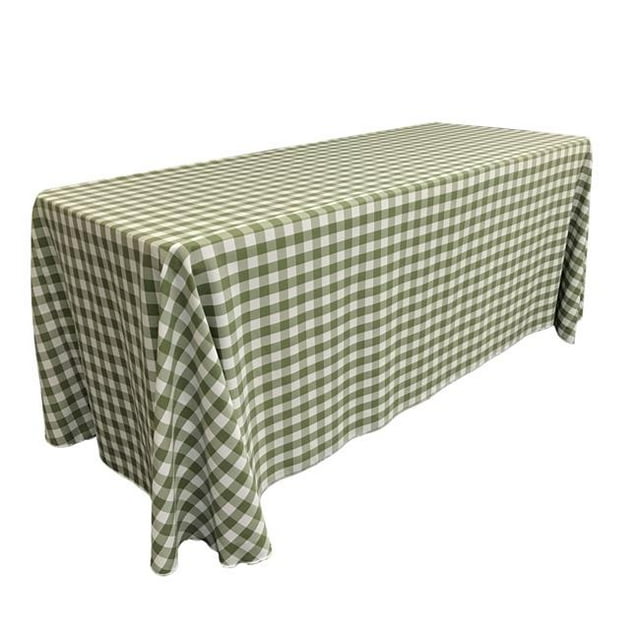 LA Linen TCcheck90x132-AppleGreenK46 Polyester Gingham Checkered Rectangular Tablecloth, White & Apple - 90 x 132 in.