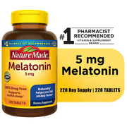 Nature Made Melatonin 5 mg Tablets, 100% Drug Free Sleep Aid Supplement for Adults, 220 Count