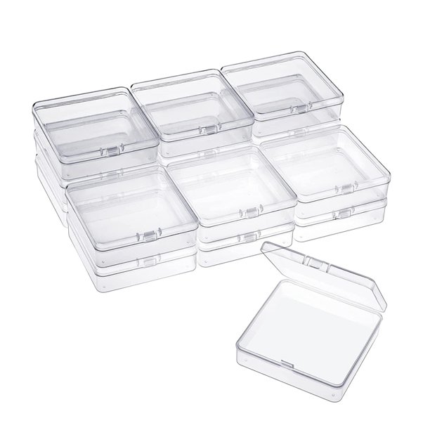 16 Pack Small Containers Clear Plastic Boxes Beads Storage with Hinged Lids for Small Items