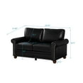 thumbnail image 7 of PU Leather 2 Seater Soft Chair with Nailhead Trim, Classic Couch with Brown Wooden Legs and Thick Cushion, Black Faux Leather Loveseat Sofa for Living Room, Office, Apartment, 7 of 7
