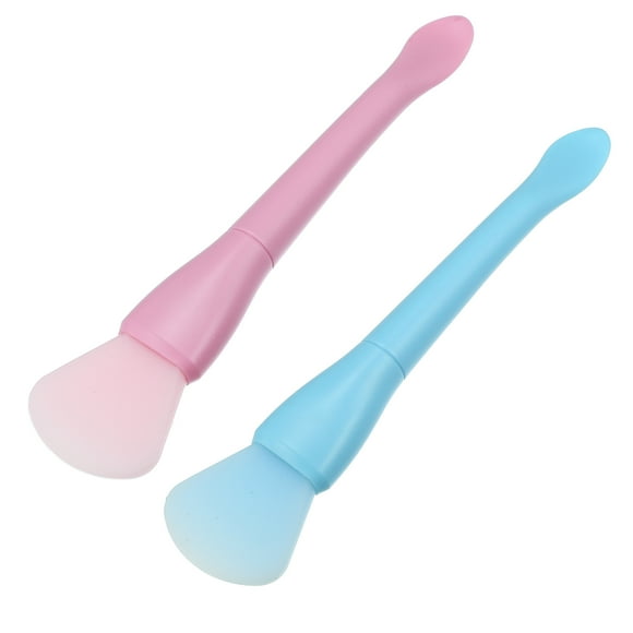 2 brochas de silicona para mascarilla facial, brochas aplicadoras de mascarilla facial, brochas de silicona suave, rosa y azul
