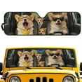 thumbnail image 2 of Uorisanigo Windshield Sun Shade Compatible with 2018-2025 Jeep Wrangler JL and Compatible with 2020-2025 Jeep Gladiator Foldable Cute Corgi Driving Windshield Sun Visor Blocks UV Rays, 2 of 7