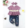 thumbnail image 2 of Baby Girl Clothes Toddler Girls Outfits Ruffle Daisy Shirt Tops Denim Ripped Jeans Set 9-12 Month Girls Clothes, 2 of 6