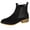 Black Boots for Women, variant on Mixed Material Chelsea Boots Women Suede Croc Print Elastic Low Heel Booties Green 38