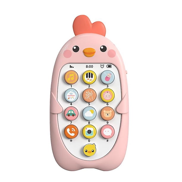 (Polluelo - Rosa) Teléfono celular de juguete para bebé, teléfono educativo multifunción, teléfono celular musical educativo, teléfono celular de juguete, niños o niñas de 6 meses o más