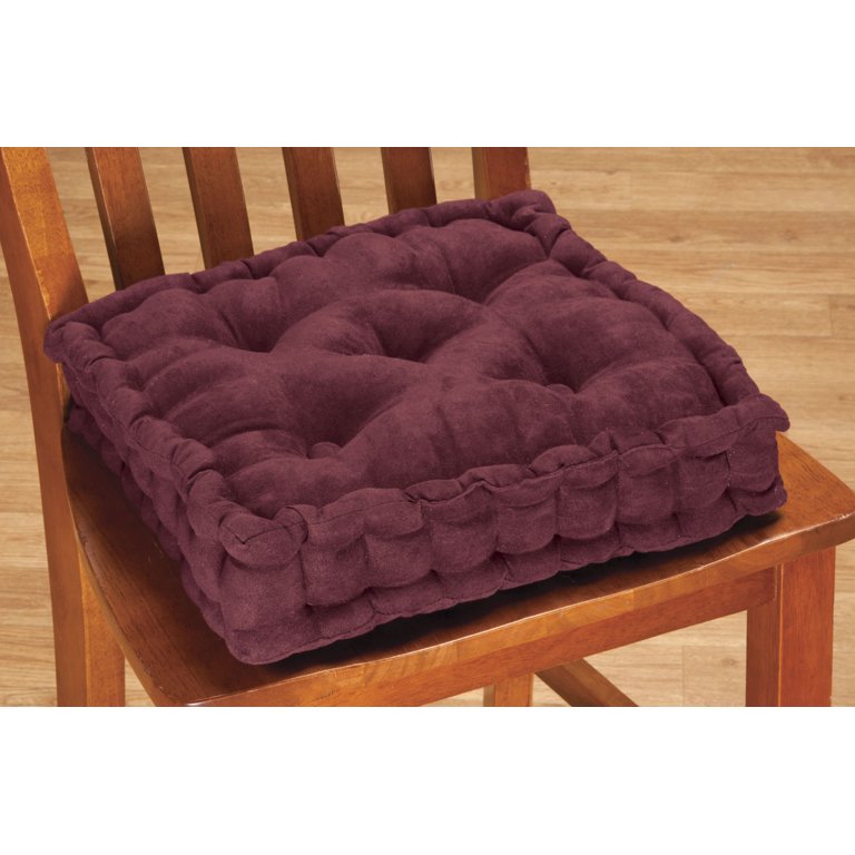 Collections Etc Thick Padded Tapestry Booster Tufted Chair Cushion Burgundy  