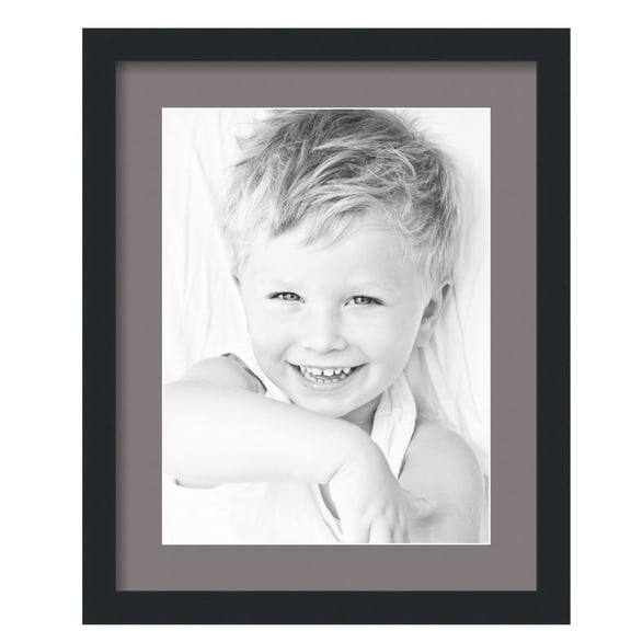 ArtToFrames 16x20" Matted Picture Frame with 12x16" Single Mat Photo Opening Framed in 1.25" Satin Black and 2" Pewter Mat (FWM-3926-16x20)