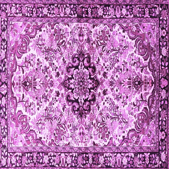 Ahgly Company Indoor Square Medallion Purple Traditional Area Rugs, 6' Square