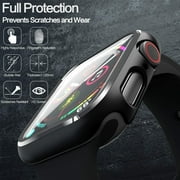 Apple Watch Case Series SE/ Series 6/5/4 for 40mm with Built-in Tempered Glass Screen Protector (All Watch Series), Guard Bumper Full coverage Cover for Apple Watch Case, Color Black