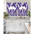 thumbnail image 4 of Purple White Moire Swag Kitchen Curtains Sets for Windows 24 Inch Length, Modern Abstract Art Elegant Short Window Curtain Panels Swags Valances and Tiers 3 Piece Set for Cafe/Dining Room, 4 of 5