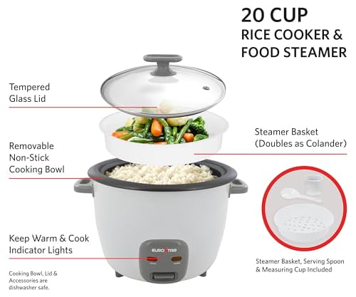 EUROSTAR RC620W 20-Cup Rice Cooker, White