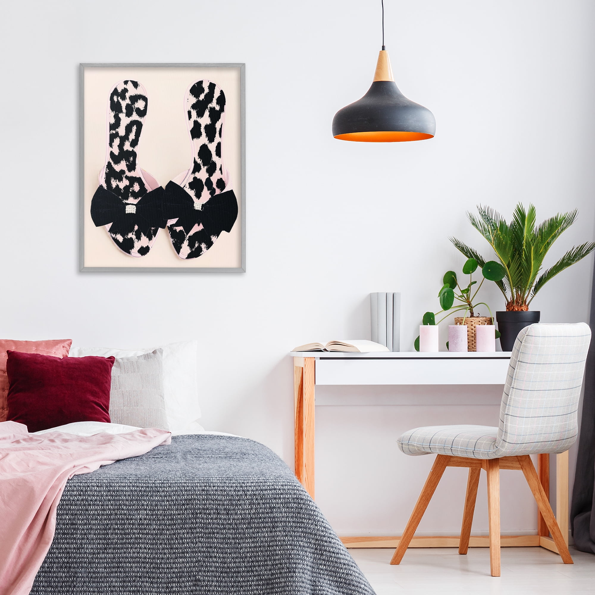 Cat Walk Spotted Shoes Gray Framed Giclee Art, design by Annabelle Hall