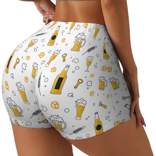 Fotbe Beer Shorts Sin Costuras – Shorts Deportivos de Cintura Alta para Mujer, Elásticos para Gimnasio, Yoga, Running o Ciclismo-Large