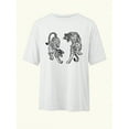thumbnail image 3 of Vintage Tiger Print T-Shirt,Women's Loose Fit Crew Neck Short Sleeve Casual Tiger Design Shirt Graphic Tees Women Tops, 3 of 4