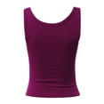 thumbnail image 3 of A2Y Women's Heavyweight Solid Double Scoop Neck Rib Cropped Tank Top Magenta S, 3 of 4
