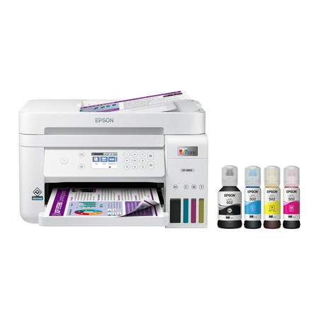 Epson EcoTank-3850 Special Edition All-in-One Inkjet Printer with Scanner, Copier, Ideal for home or business use, White, GINA JOYFURNO Printer Cable