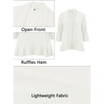 thumbnail image 6 of SHOWMALL Women's Plus Open Front Lightweight Cardigan 3/4 Sleeves Bolero White 4X Pleated Ruffles Hemline Shrugs, 6 of 7