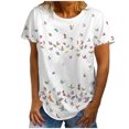 thumbnail image 2 of SMihono Hauts pour Femmes Été Chic Décontracté Mode Femme Décontracté Col Rond Blouse à Imprimé T-Shirt à Manches Courtes Hauts d'Été T-Shirt Grande Taille, 2 of 5