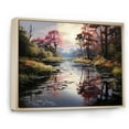 thumbnail image 2 of Designart "Serenitys Reflection Green Canal art painting" Landscapes Floater Framed Wall Art Living Room, 2 of 7