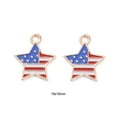 thumbnail image 2 of 50Pcs Light Gold Plated Alloy Enamel Pendants 4th of July Patriotic American Flag Star 18x16x2mm Hole: 1.5mm, 2 of 8
