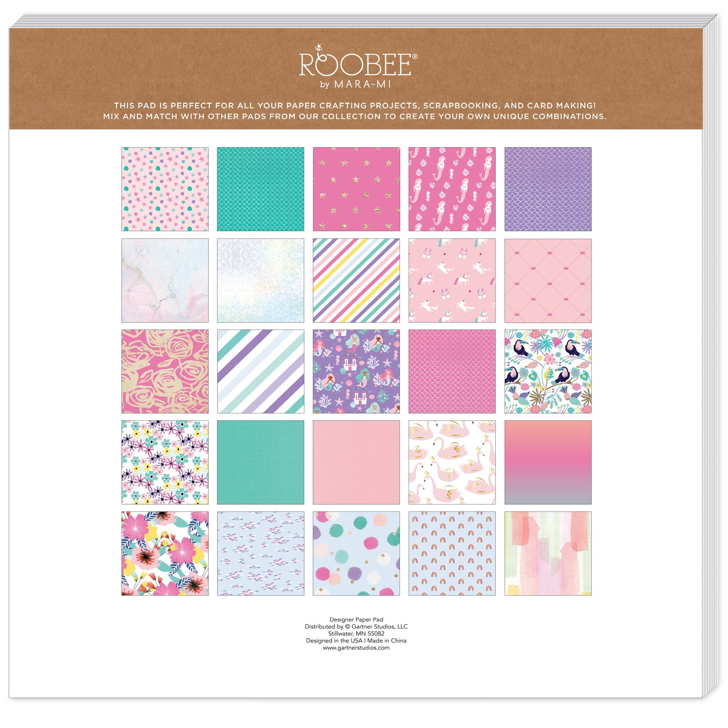 Roobee by Mara Mi Pink Dreamland Scrapbook Paper Pad, 50 Sheets, 25 Designs