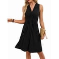 thumbnail image 5 of Women'S Twist Front V Neck Ruffle Summer Dress Elegant Sleeveless Club Party Tunic Bodycon Mini Dresses, 5 of 10