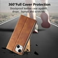 thumbnail image 5 of Premium PU Leather Flip Folio Case for iPhone 15 Plus, Magnetic Closure Protective Case Kickstand Function Card Cash Slots Shockproof Durable Wallet Cover Soft TPU Inner Phone Case - Brown, 5 of 17