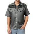 thumbnail image 4 of XDZJLR Mens T Shirts Western Cowboy Embroidered Short Sleeve Lapel Slim Fit Casual Button Down With Pockets Tees, 4 of 4