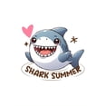 thumbnail image 2 of T-shirt Graphique "Shark Summer" pour Femmes - Col Rond Décontracté et Sportif, Manches Courtes, Haut d'Été en Mélange de Polyester Confortable avec Design Requin Mignon, 2 of 7