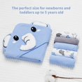 thumbnail image 3 of Unisex Hooded Baby Bath Towel for Newborn with 5 Baby Washcloths Animal Ultra Absorbent and Soft Cotton Hooded Bath Towel for Toddler Infant, 3 of 8