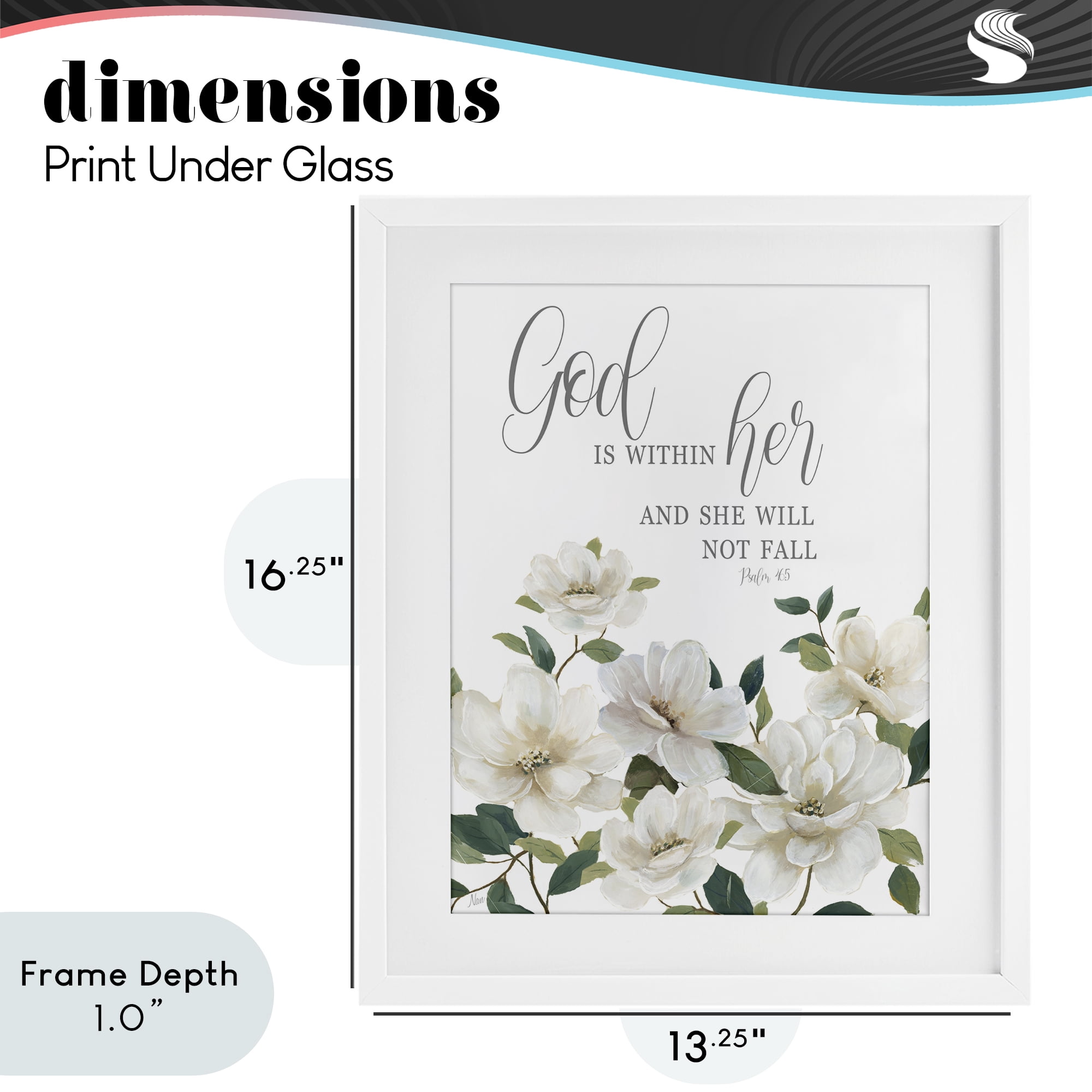 Stupell Industries God Is Within Her White Framed Print Under Glass, design by Nan