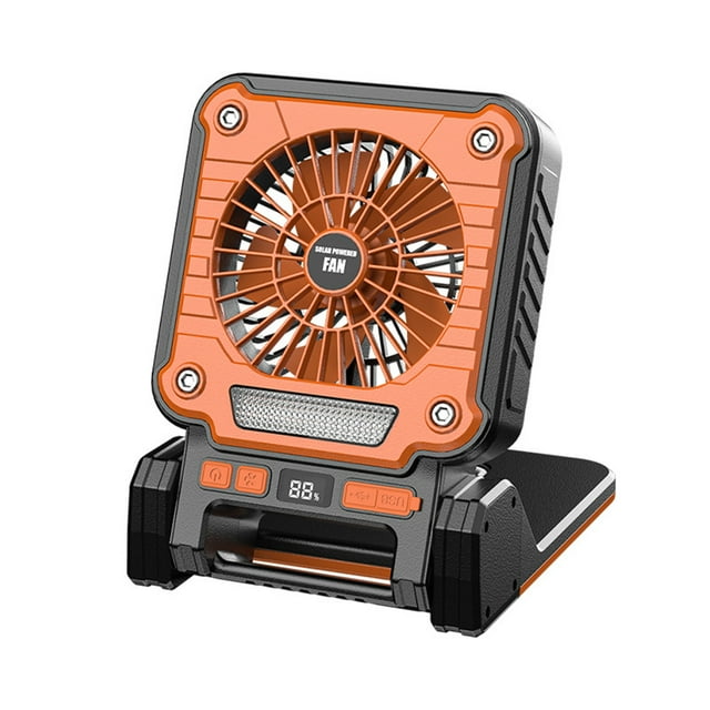 Bearachild Ventilador recargable ABS con giro y plegado de 180°, silencioso y portátil, carga USB tipo C. Electrodomésticos naranja