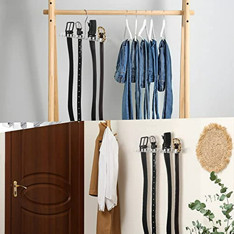 2 Pieces Belt Hanger For Closet Clear Acrylic Wall Mounted Belt Storage  Organizer With 14 Slots Belt Holder For Closet With 360° Swivel Hook Wall Closet  Organizer Belt Rack For Men Women