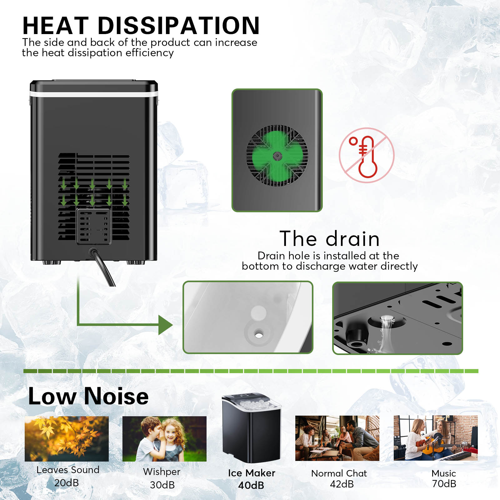 Portable Counter Top Self Cleaning Ice Maker Machine -  26lbs/24Hours with Ice Scoop, Basket, Black