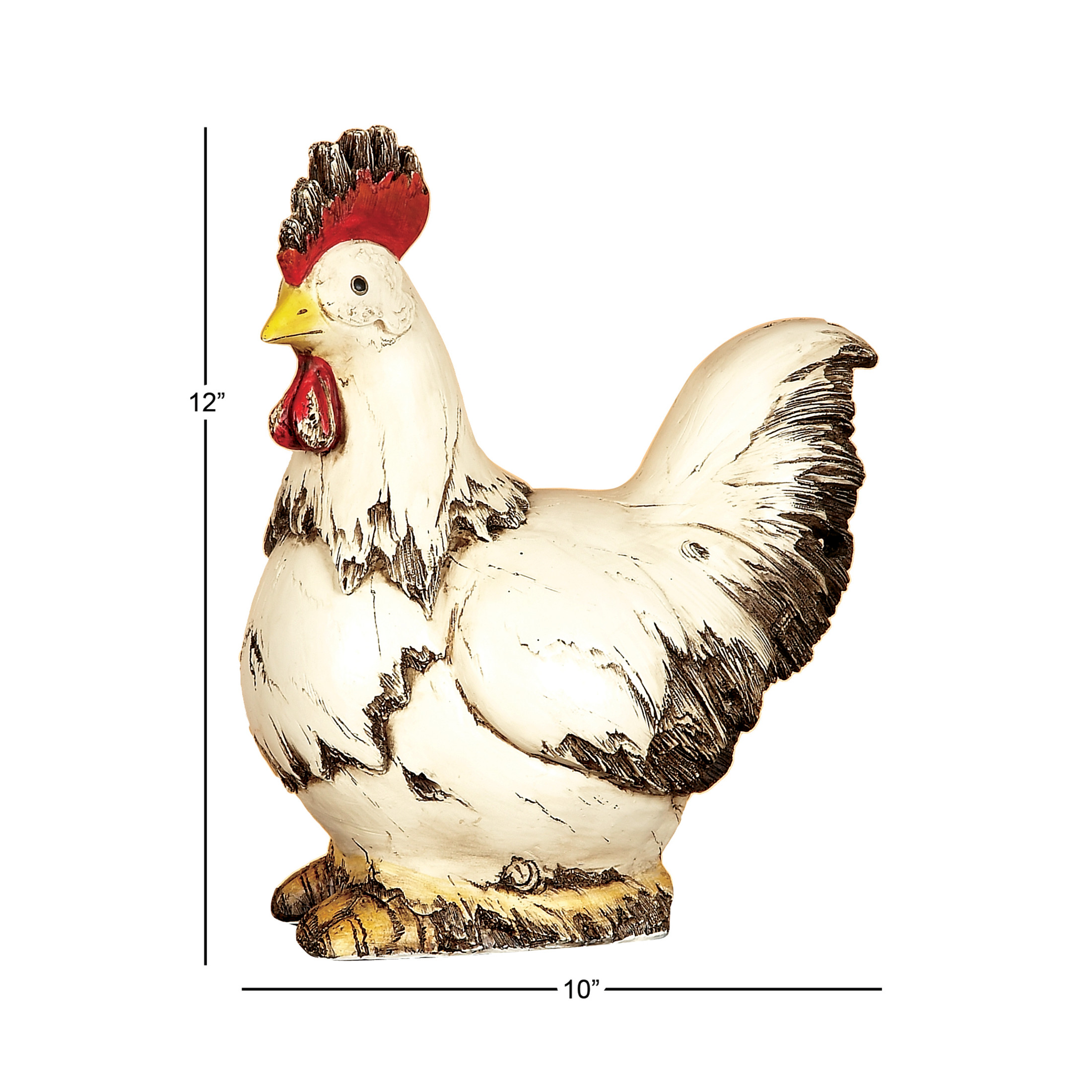 DecMode 12" Indoor Outdoor Rooster Garden Sculpture