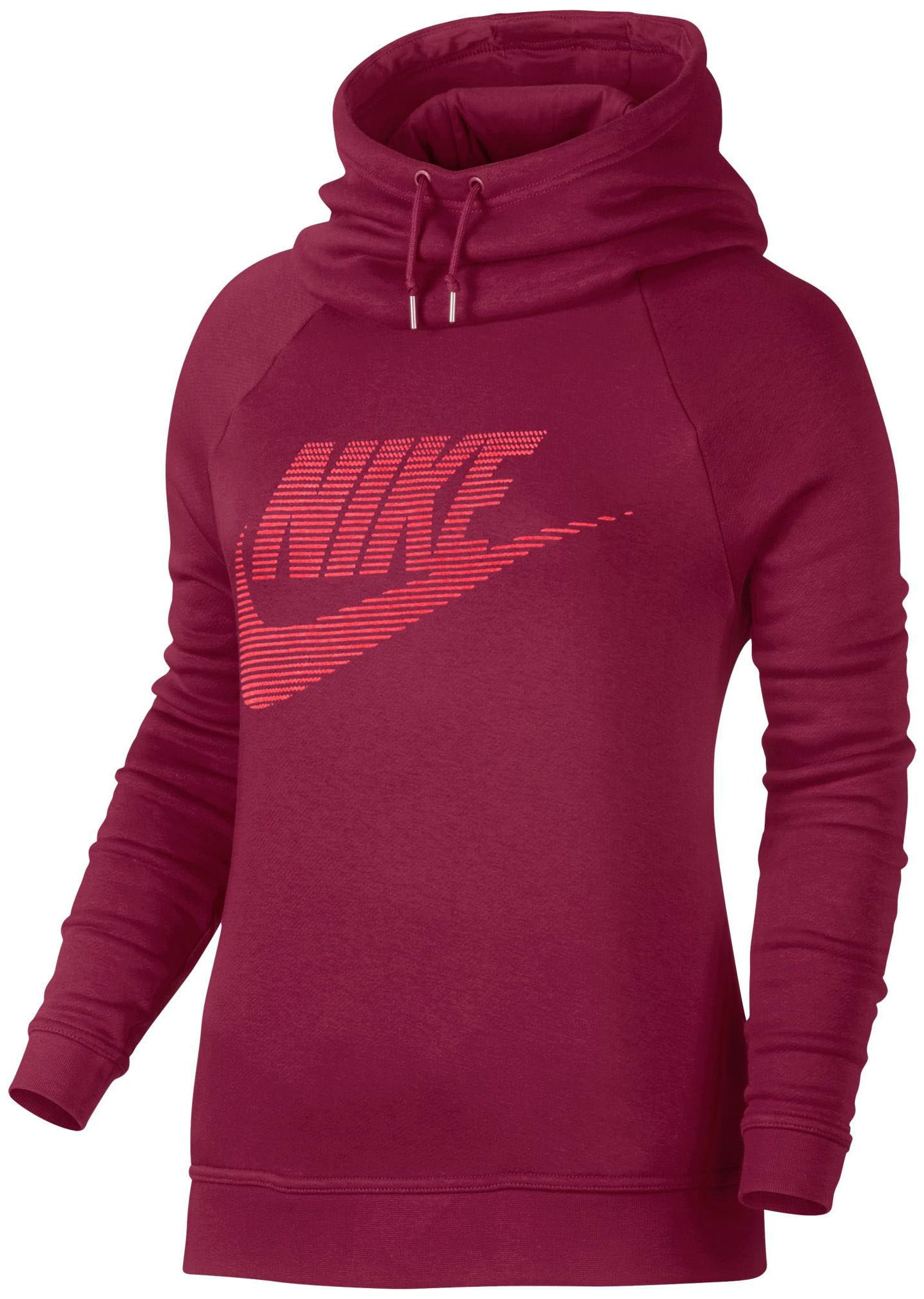 Nike Women's Sportswear Rally Funnel Neck Graphic Hoodie - Noble Red ...